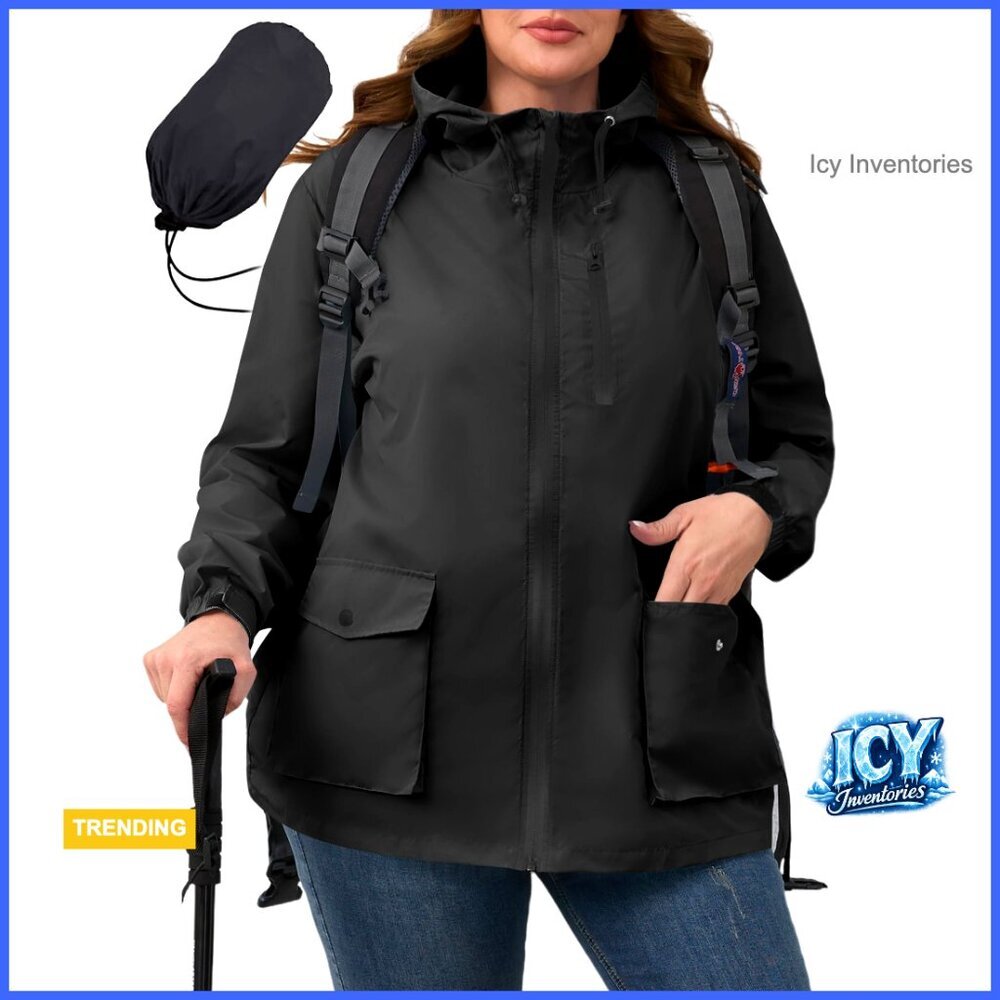 Packable Lightweight Waterproof Windbreaker Rain Jacket with Hood